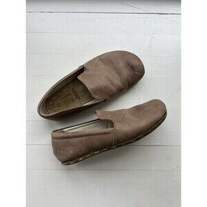 Earthing Harmony Beige Brown Leather Barefoot Slip On Womens 9 40 Handmade Shoes